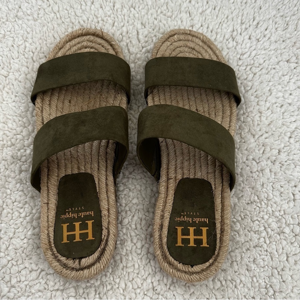 Haute Hippie Nori Olive Green Sandals Women’s Size 9 - Picture 5 of 9